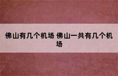 佛山有几个机场 佛山一共有几个机场